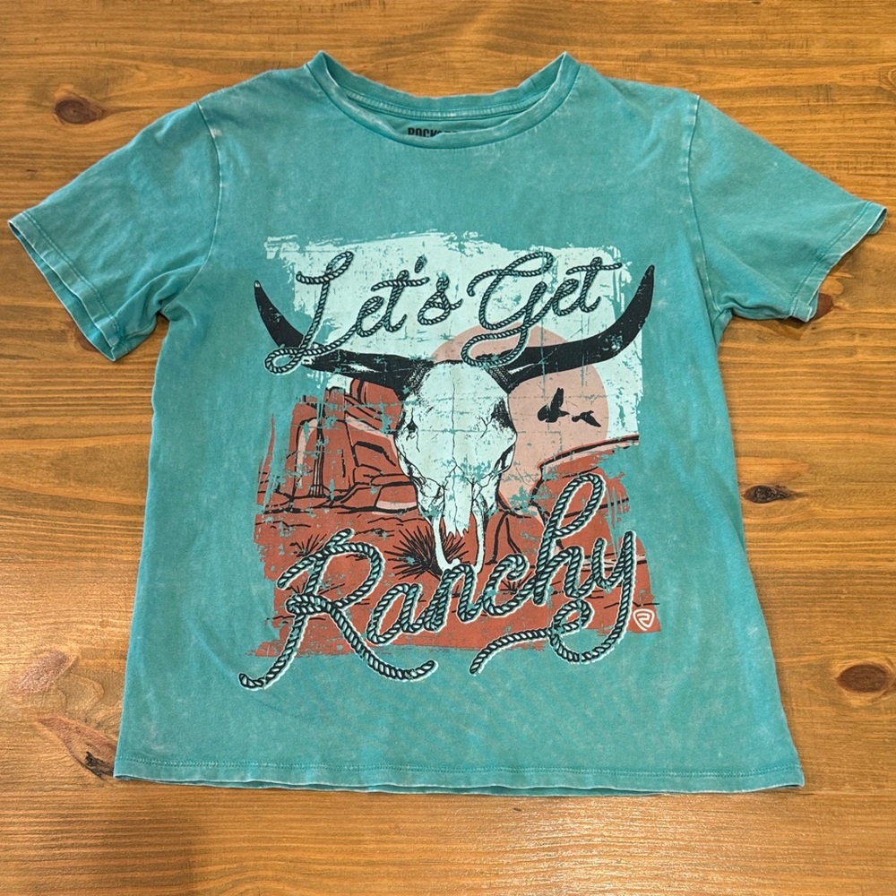 Teal 'Let's Get Ranchy' Short Sleeve Graphic Tee